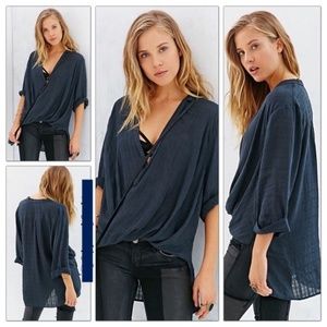 Silence + Noise Teal Surplice Tunic Top